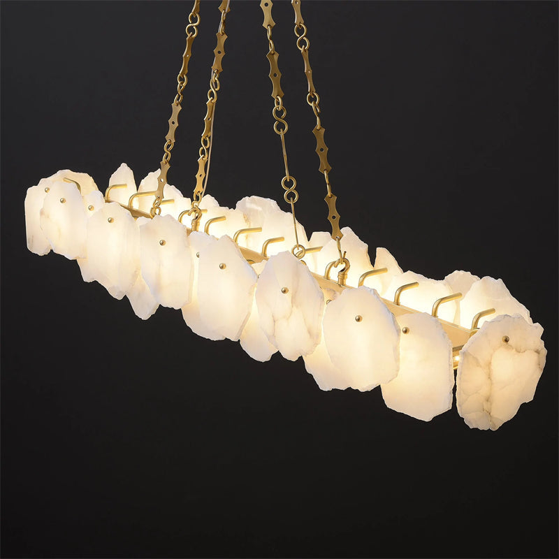 Noah Alabaster Modern Snowflake Linear Chandelier with Chain chandelier Kevinstudiolives