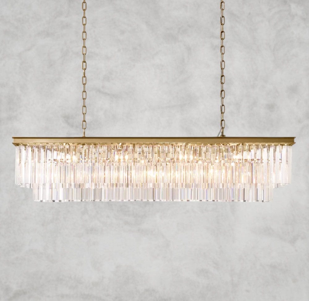 59" / Brass 1920S Odeon Rectangular Chandelier 40", 49", 59"