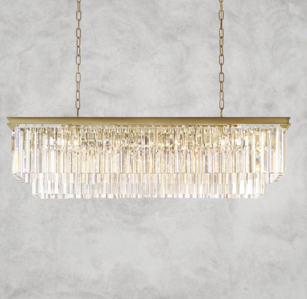 49" / Brass 1920S Odeon Rectangular Chandelier 40", 49", 59"