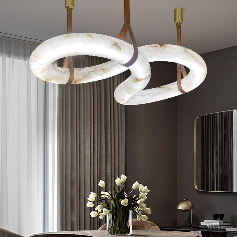 Alabaster Unique Curved Contemporary Nordic Alabaster Chandelier