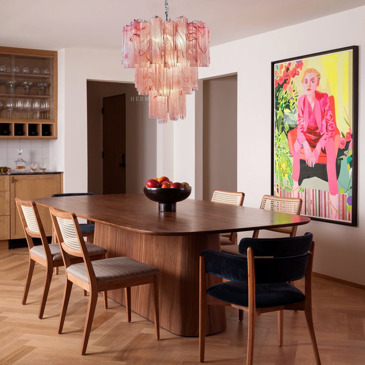 Murano Chandelier – 48 tubes – Alabaster Pink