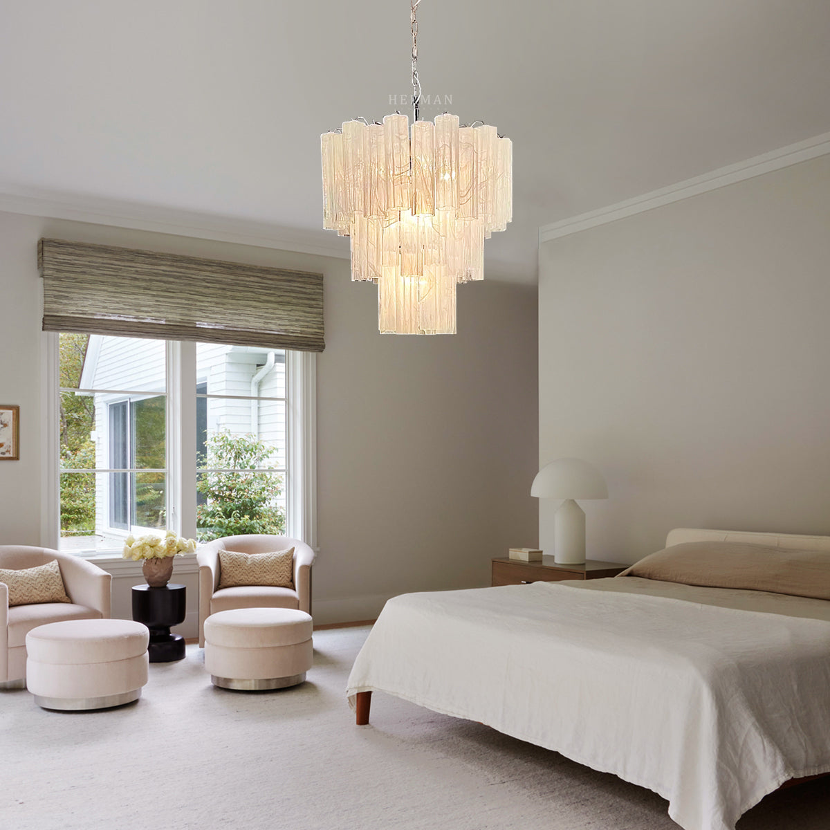 Murano Chandelier – 48 tubes – Alabaster White