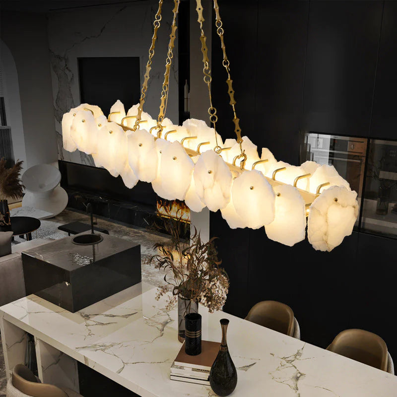 Noah Alabaster Modern Snowflake Linear Chandelier with Chain chandelier Kevinstudiolives