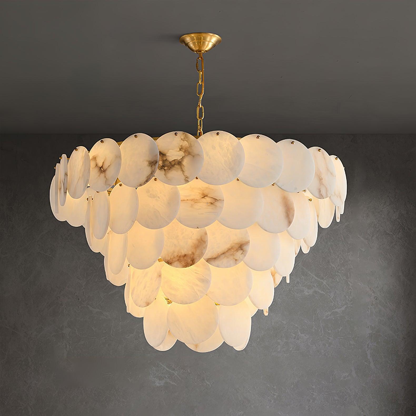 Alabaster Shell Brass Chandelier with 2/3/4/5/6 layer