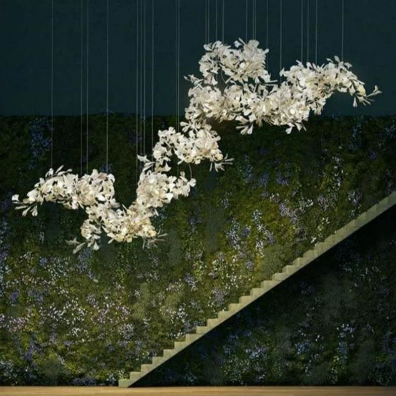 Glessy Ceramic Ginkgo Branch Chandelier 60", 71", 79", 99"