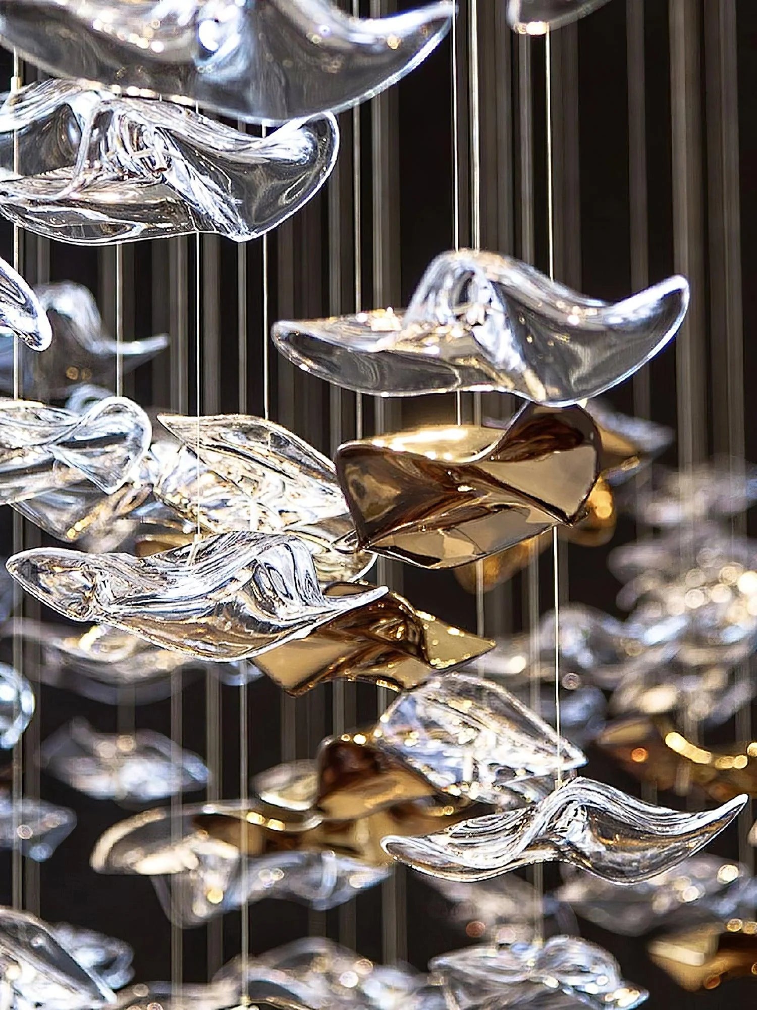 Sand sea Square Glass Spiral Chandelier