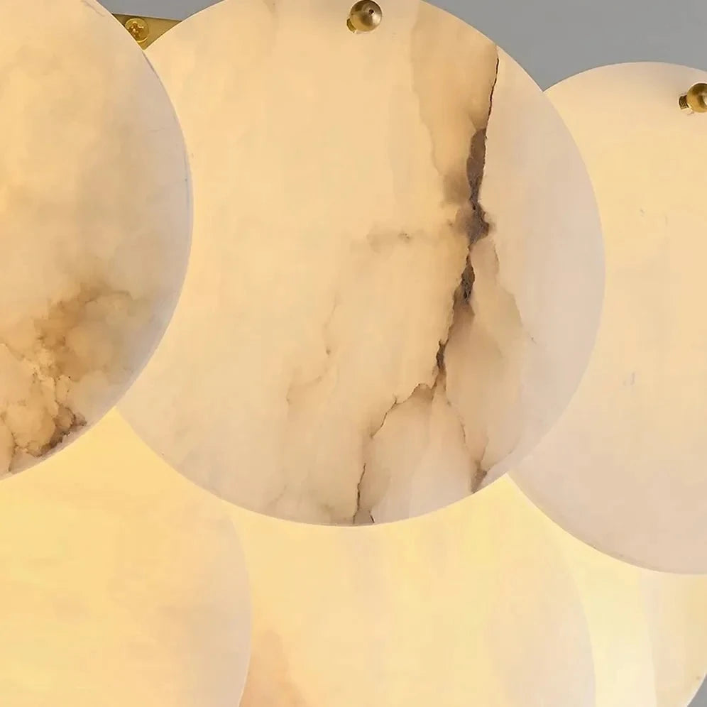 Noah Multi-Layer Natural Alabaster Round Modern Chandelier 35''/43''