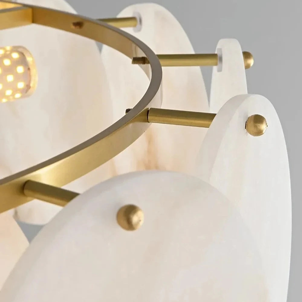 Noah Multi-Layer Natural Alabaster Round Modern Chandelier 35''/43''