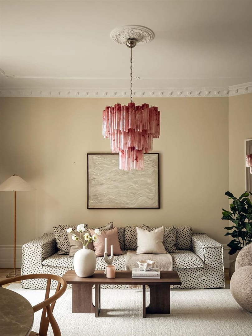 Murano Chandelier – 48 tubes – Alabaster Pink