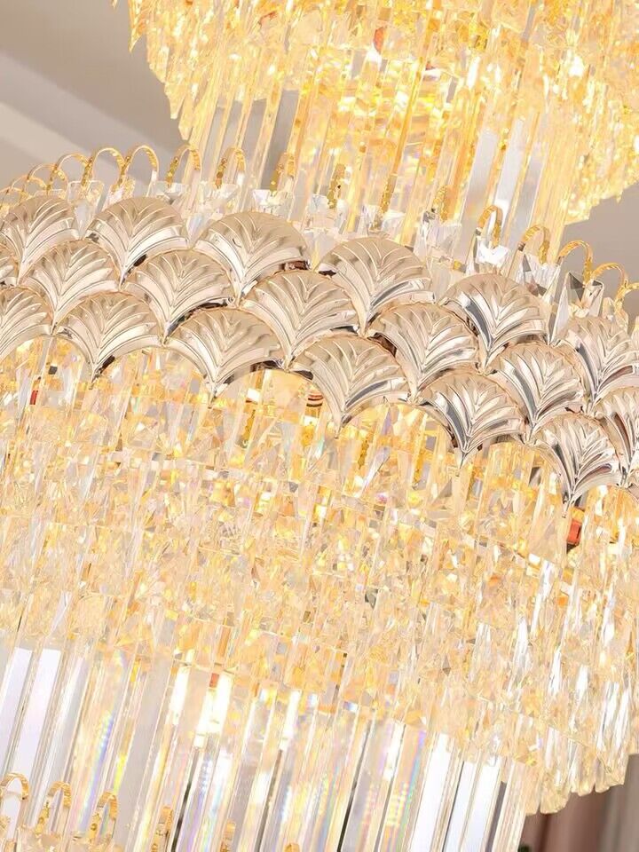 Patine Multi-layers Gold Crystal Chandelier