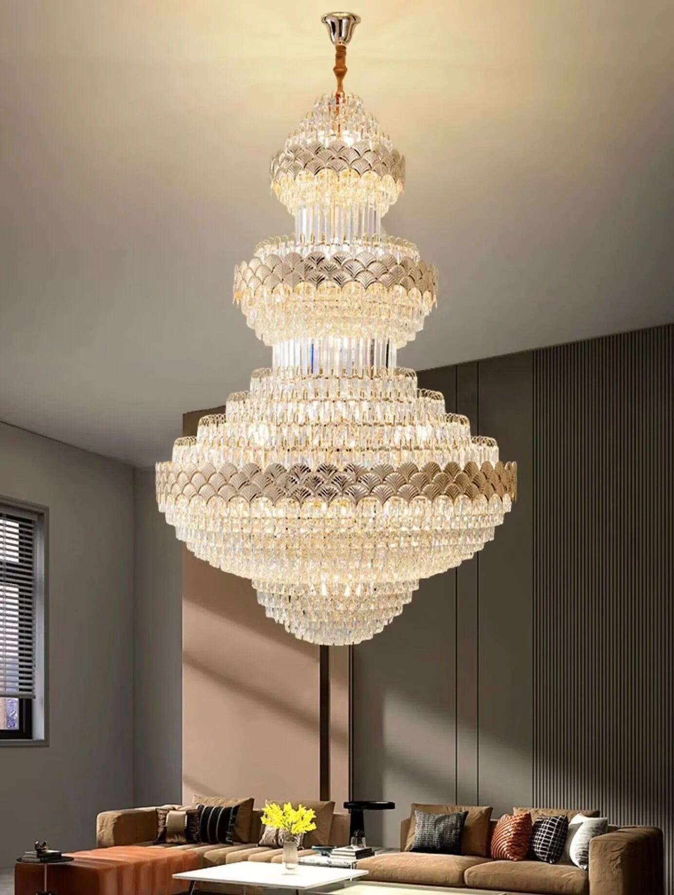 Patine Multi-layers Gold Crystal Chandelier