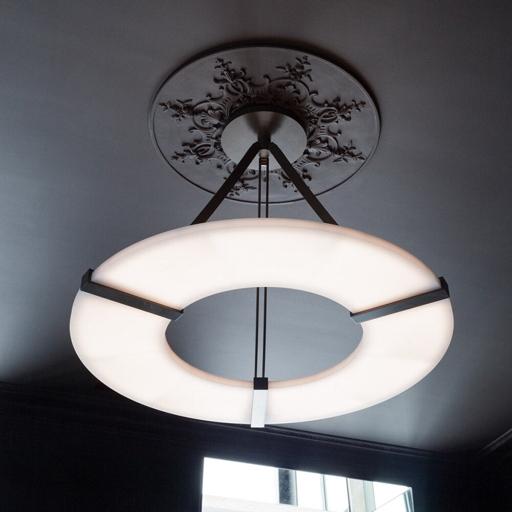 Nova Alabaster Round Plate Ceiling Chandelier