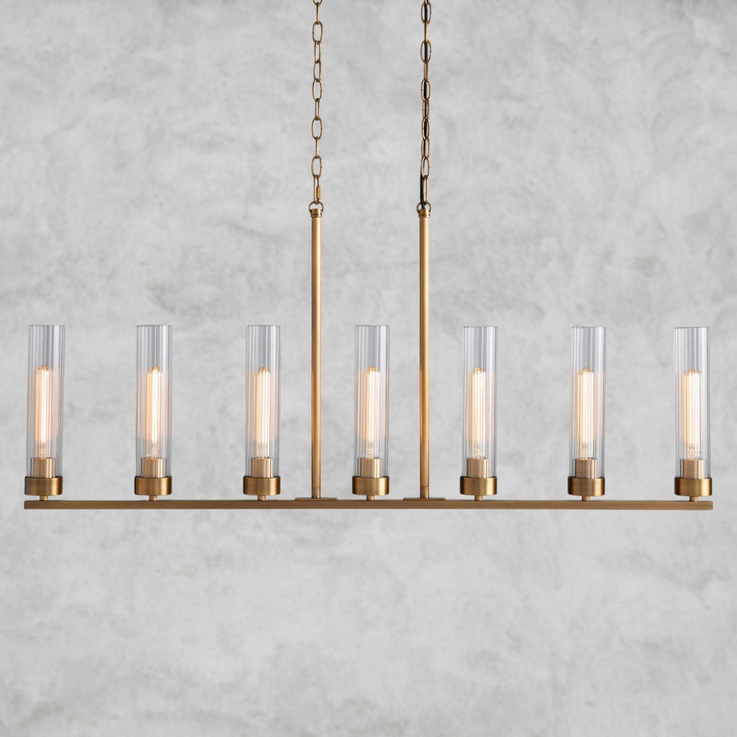 7 Light / Brass Andreas Linear Chandelier
