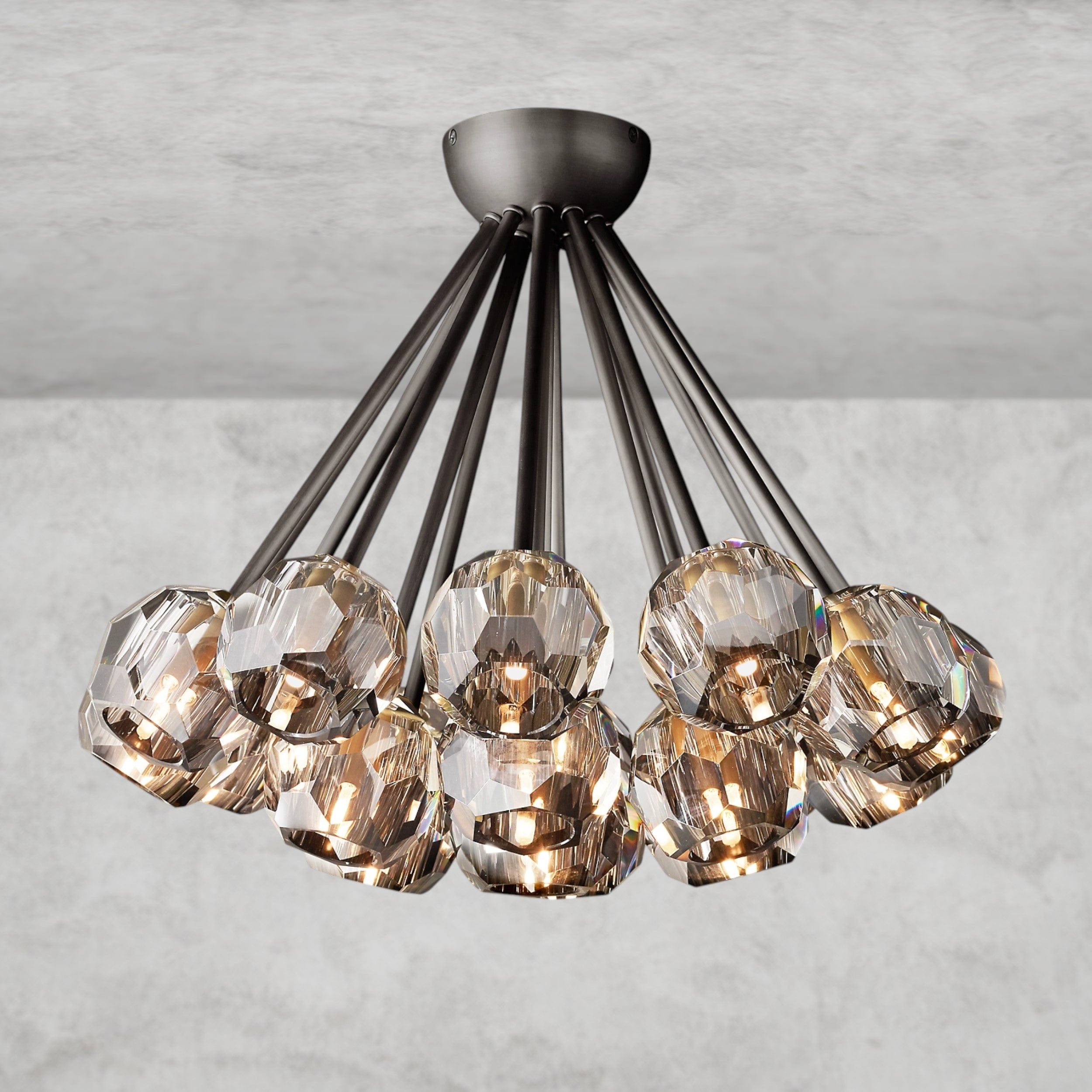 Smoke / Bronze Boule De Clear/ Smoke Cristal Flushmount 24"