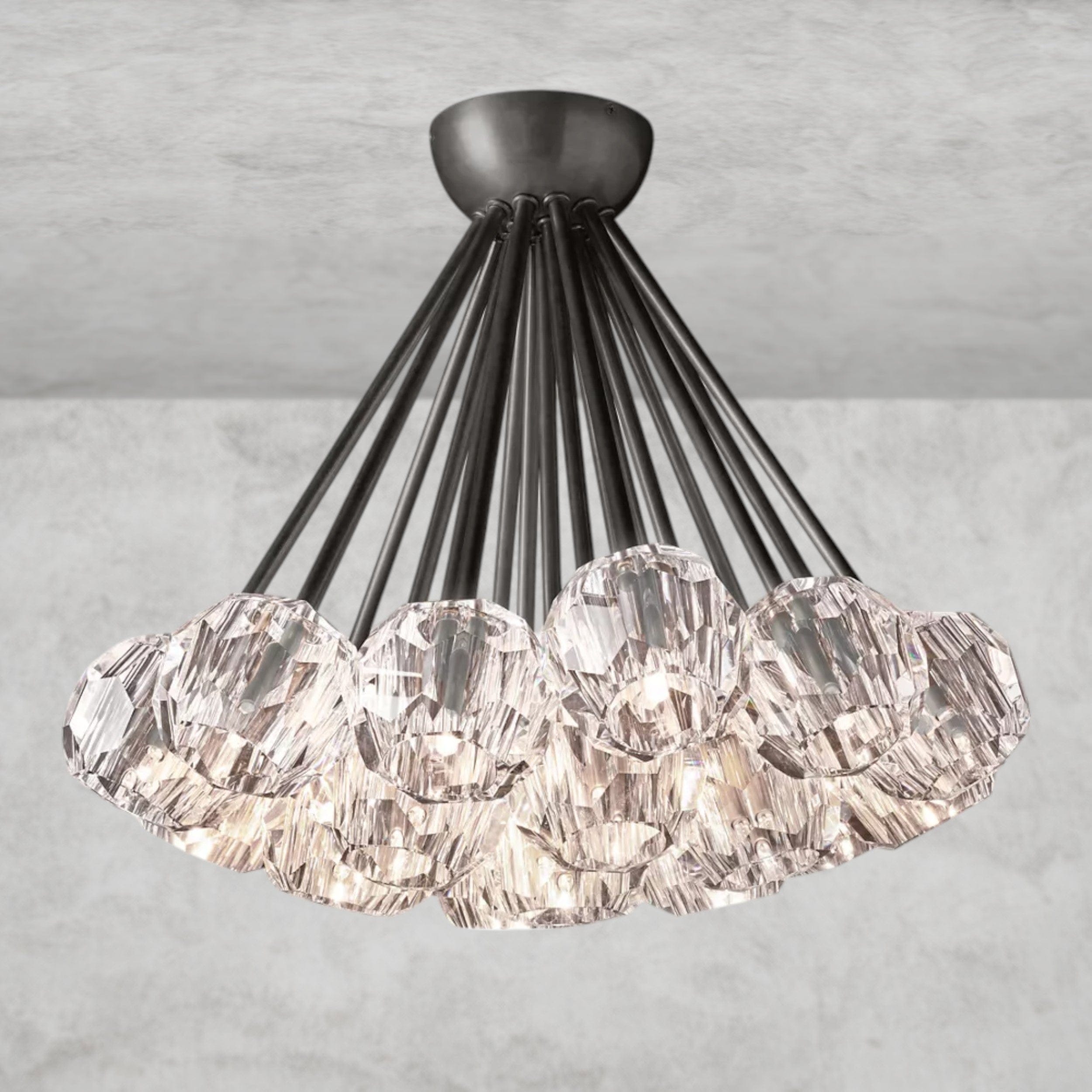 Clear / Bronze Boule De Clear/ Smoke Cristal Flushmount 24"