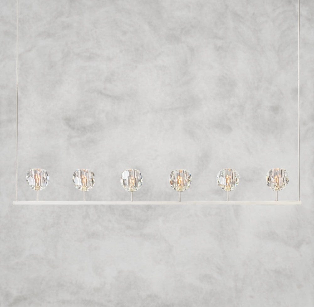 60" / Nickle Boule De Cristal Clear Glass Linear Chandelier 48", 60"