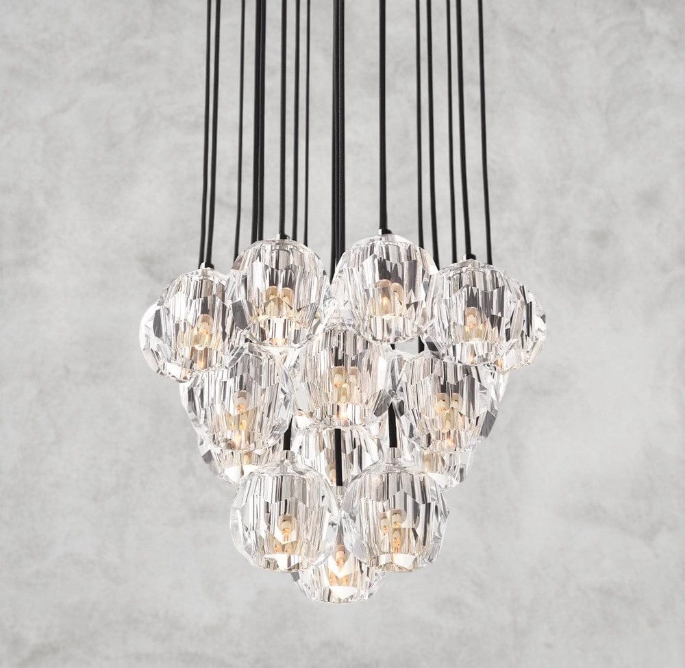 19" / Clear / Nickle Boule De Cristal Clear/ Smoke Glass Round Cluster Chandelier 14", 19", 24", 30", 40"