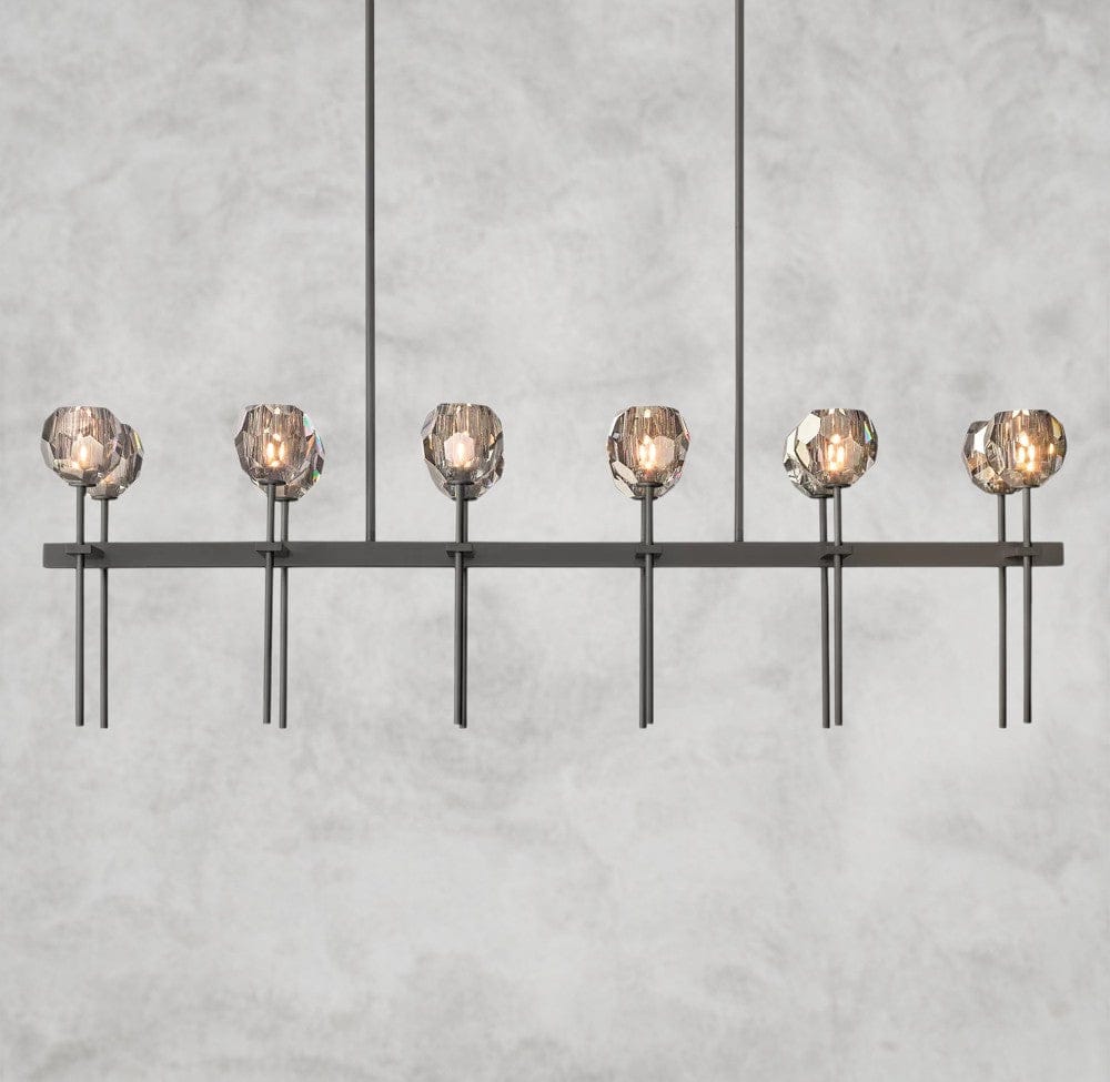 60" / Smoke / Bronze Boule De Cristal Double Linear Chandelier 60"