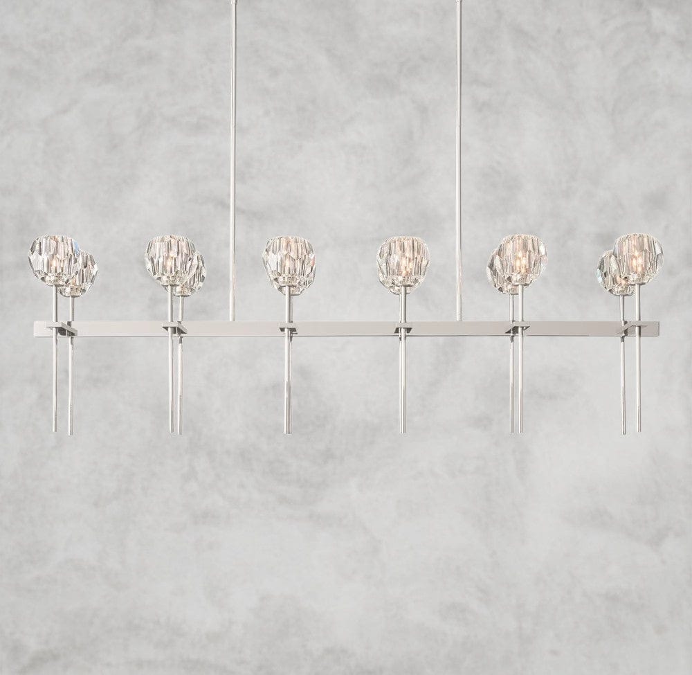 60" / Clear / Nickle Boule De Cristal Double Linear Chandelier 60"