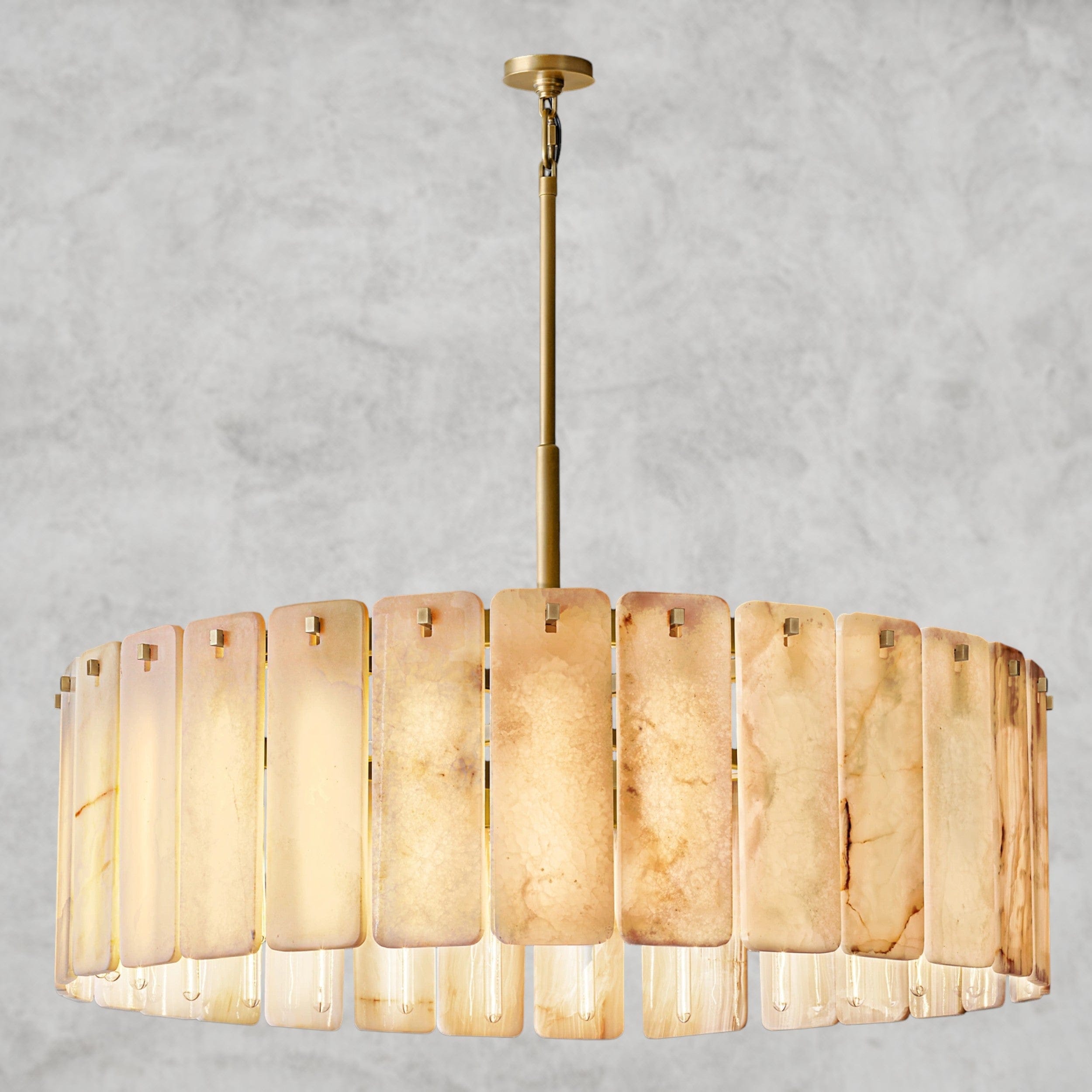 48" / Brass Calamette Onyx Round Alabaster Chandelier 36". 48", 60"