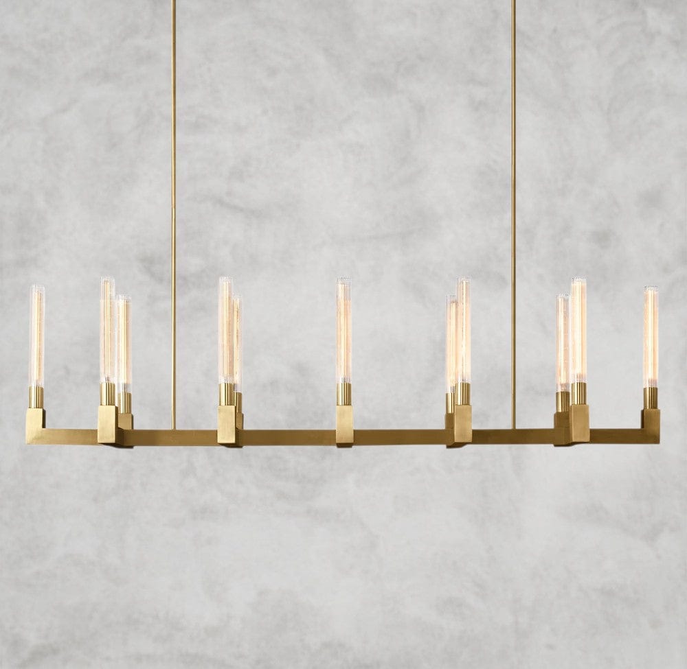 67" / Brass Cannele Linear Chandelier 55", 67"