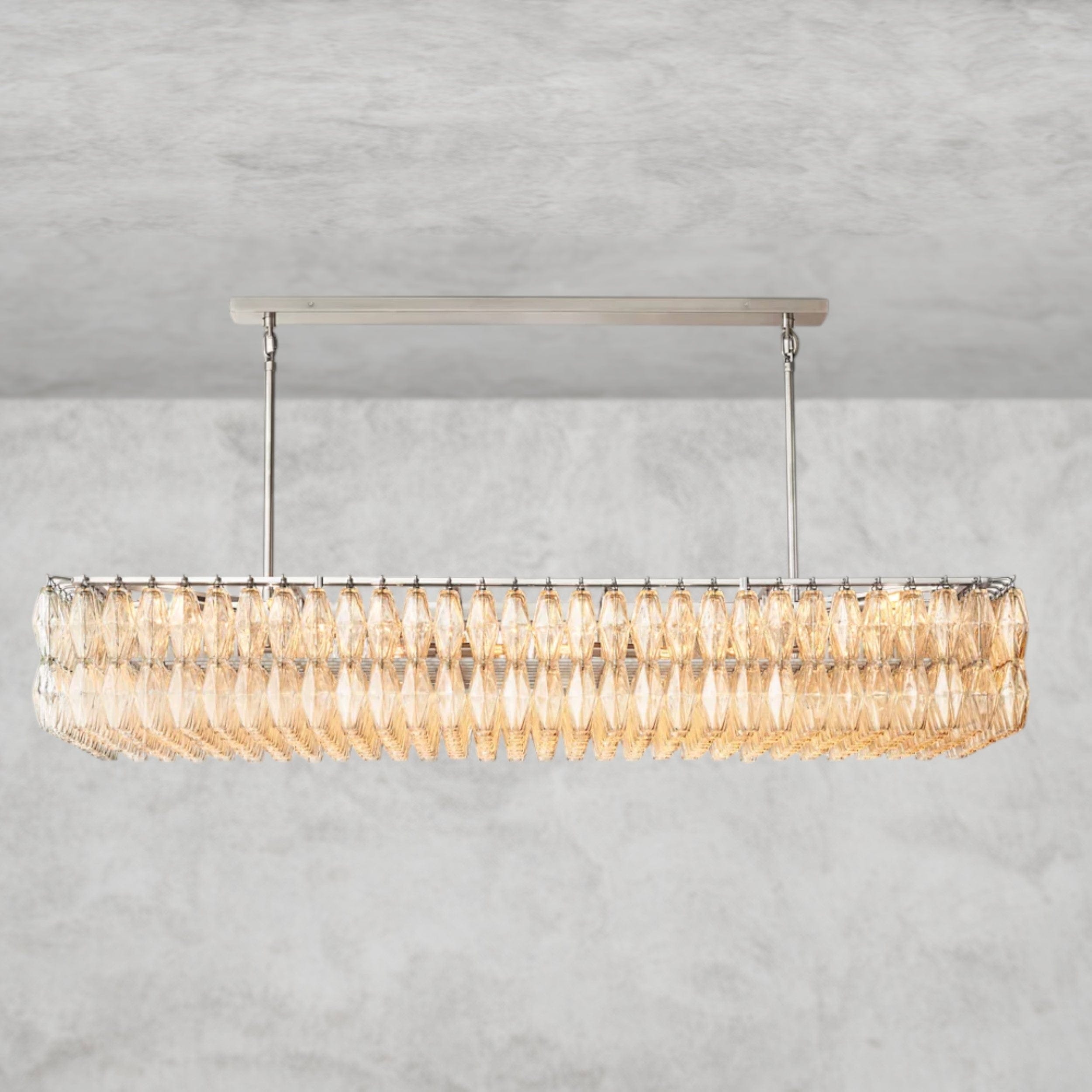 74" / Clear / Nickle CHIARA CLEAR/ SMOKE GLASS RECTANGULAR CHANDELIER 54", 74"