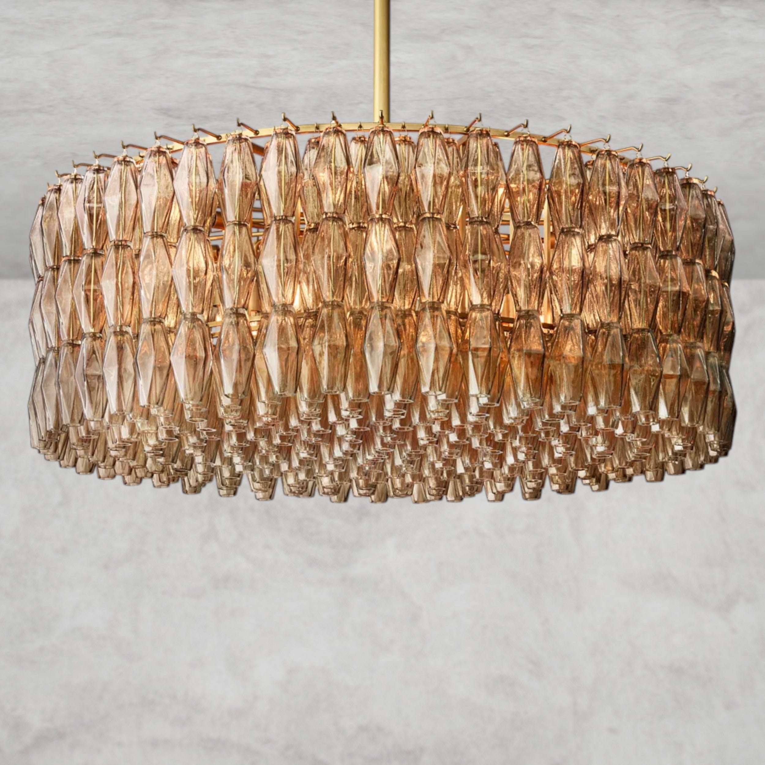 47" / Smoke / Brass CHIARA CLEAR/ SMOKE GLASS ROUND CHANDELIER 37", 47", 62"