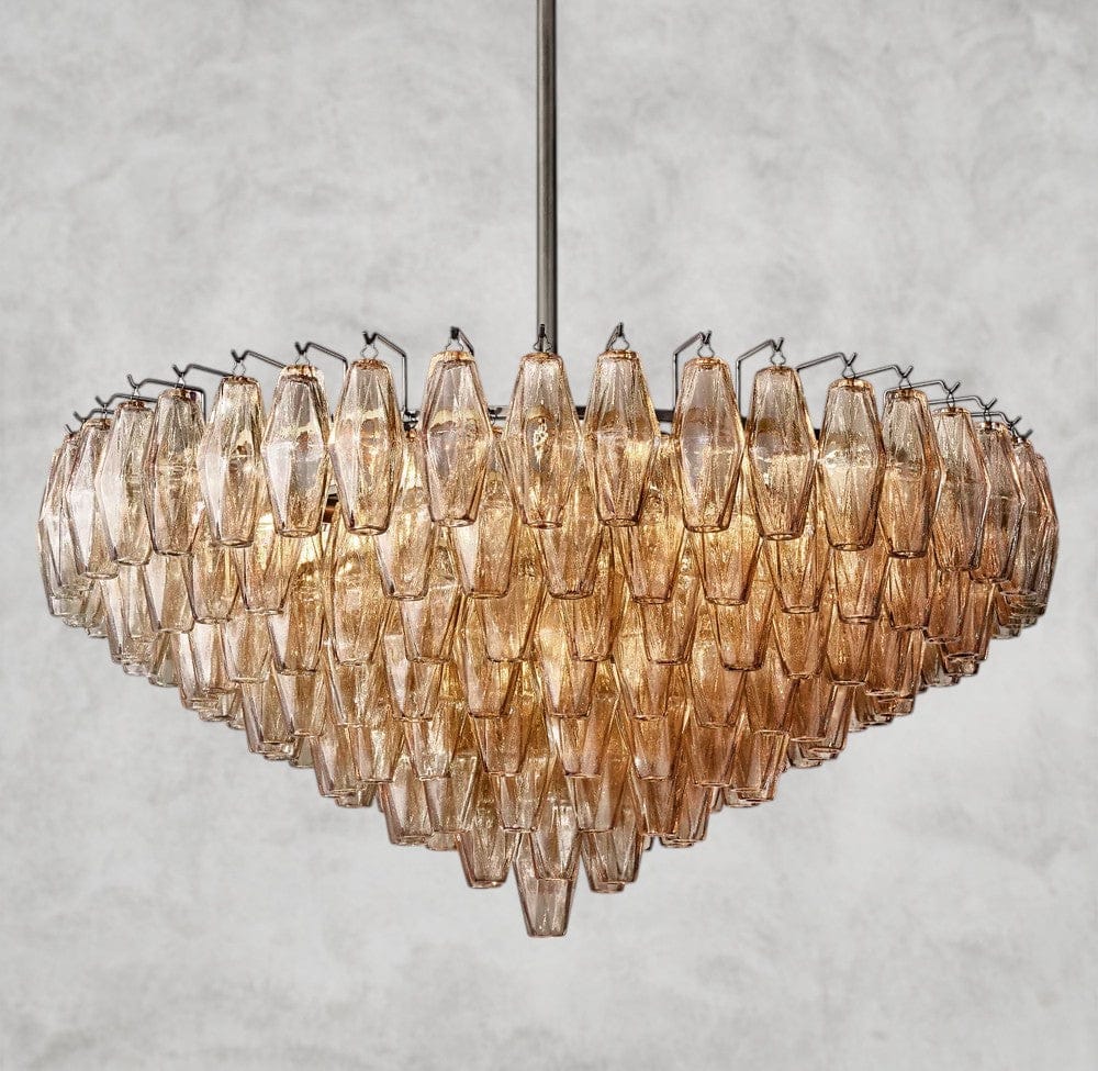 37" / Smoke / Bronze CHIARA CLEAR/ SMOKE GLASS TIERED ROUND CHANDELIER 37", 47", 62"