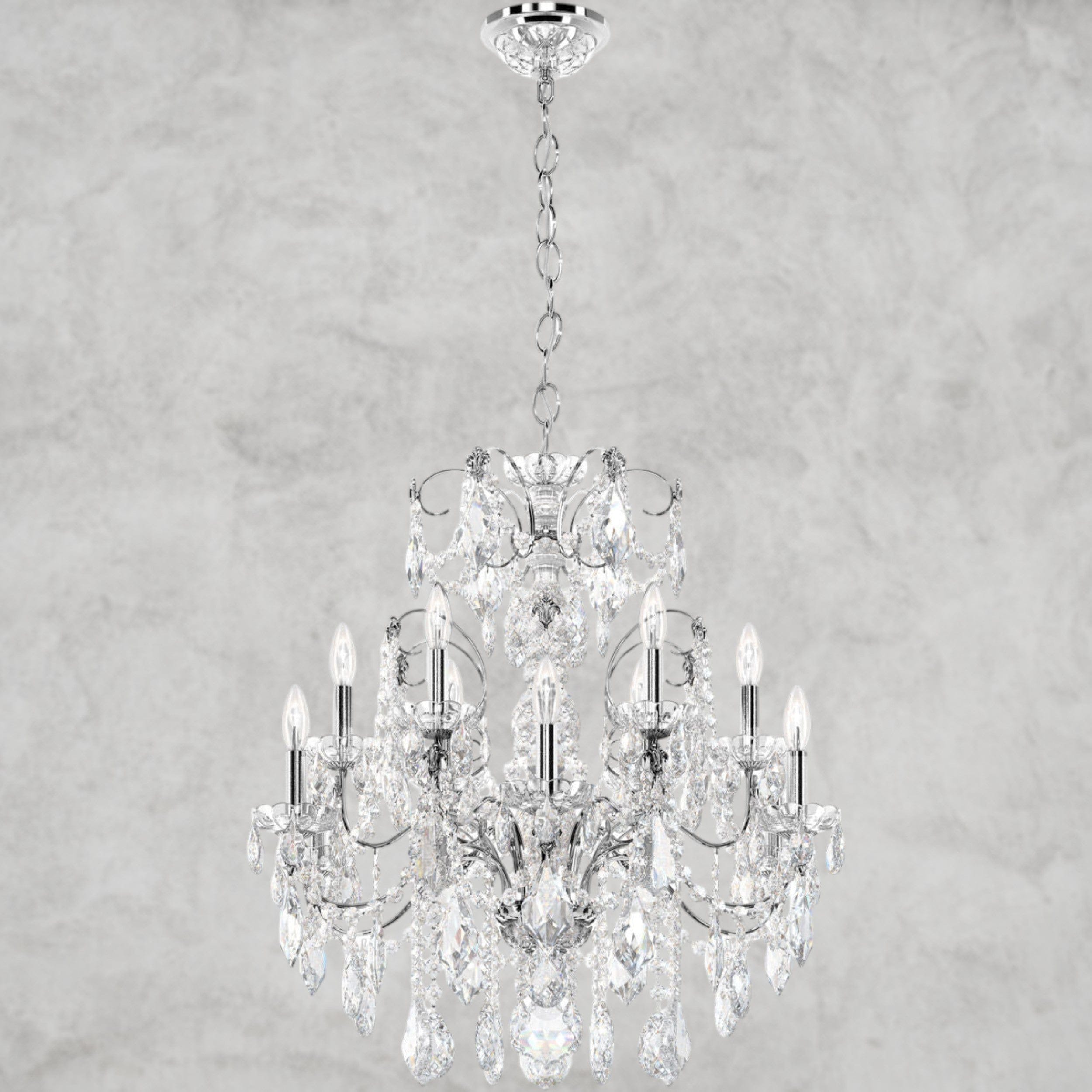 Silver / Clear Heritage Crystal Coinora Century Chandelier 30"