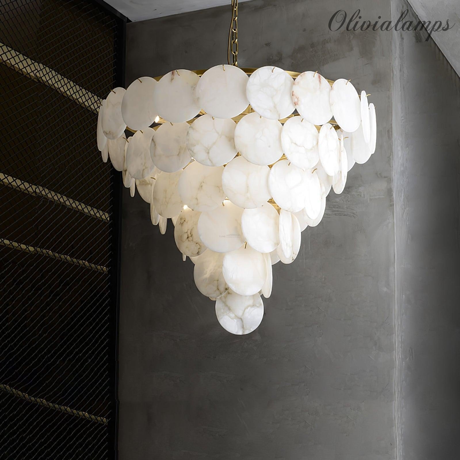 Alabaster Shell Brass Chandelier with 2/3/4/5/6 layer