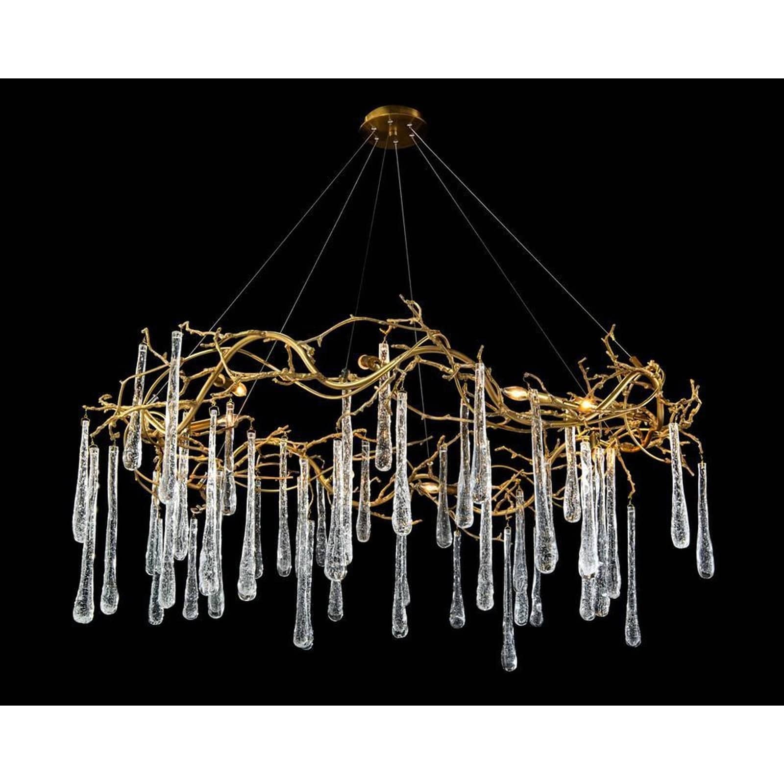 Dermiq Brass And Glass Teardrop Eight-Light Chandelier