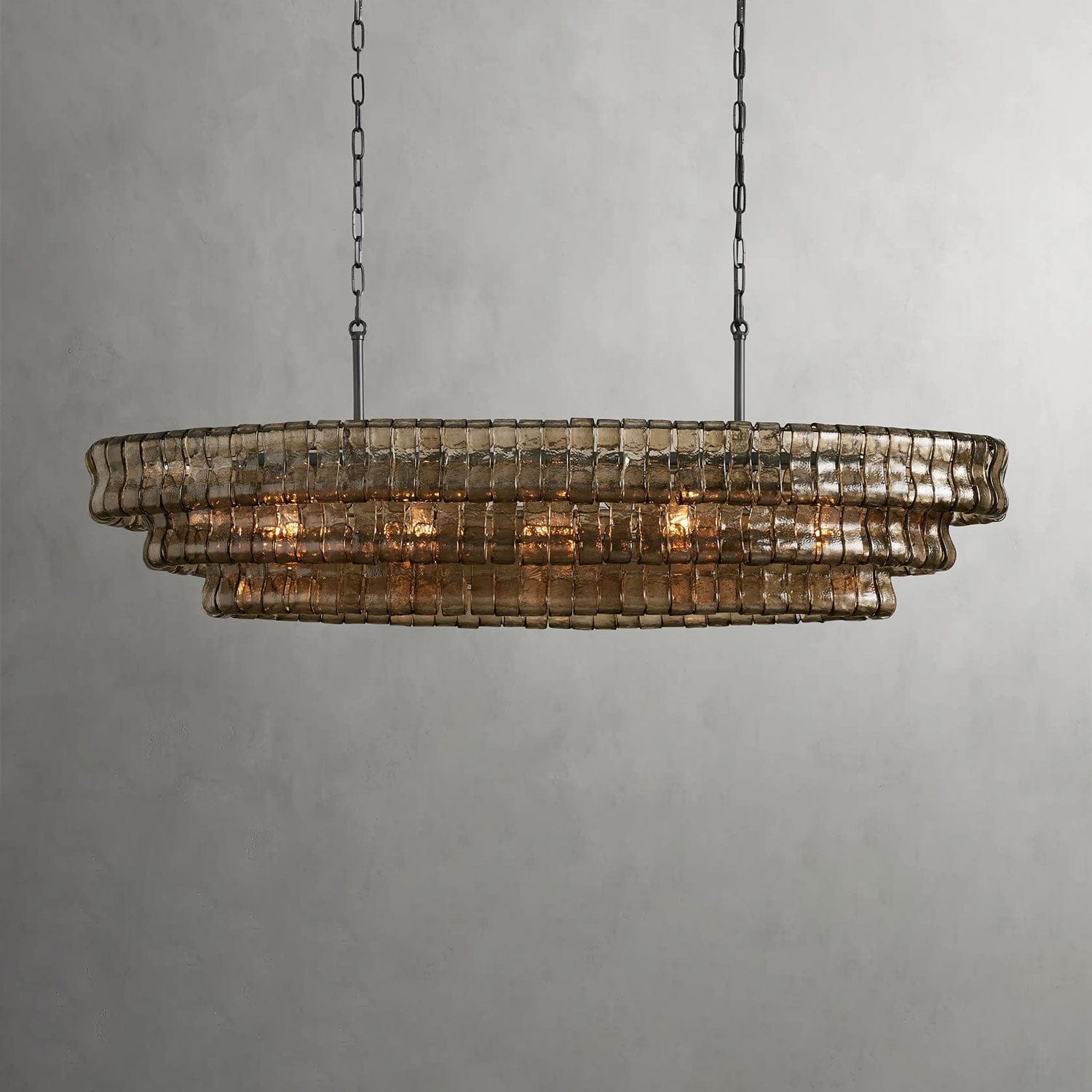 54" / Bronze / Smoke Ghiaccio Oval Chandelier 54", 65"