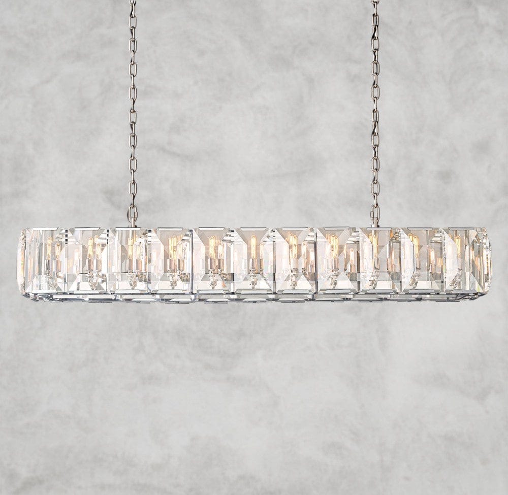 74" / Nickle Harlow Crystal Rectangular Chandelier 42", 54", 62", 74"