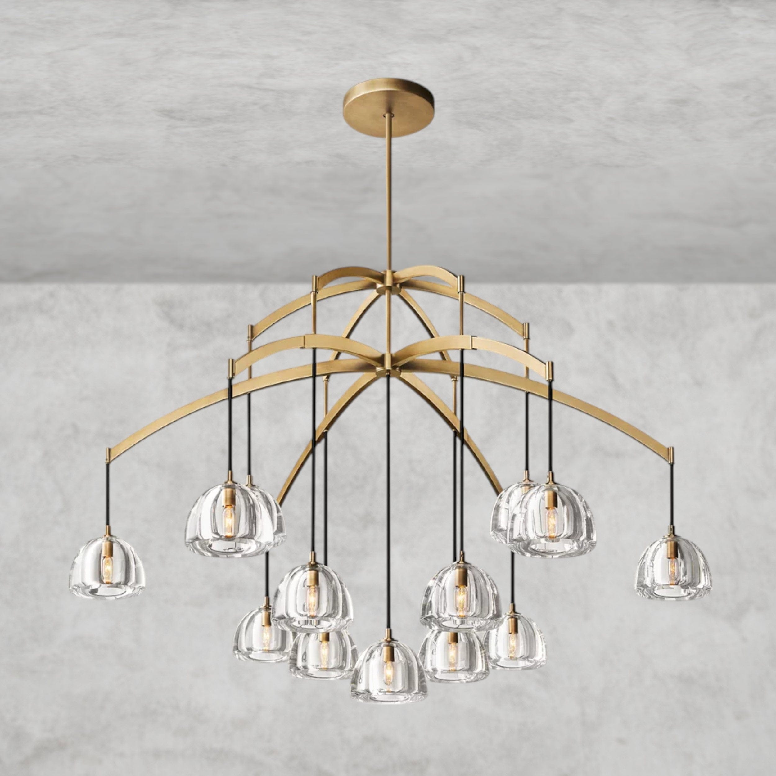 60" / Brass Hemisphere Round Chandelier 36", 48", 60"