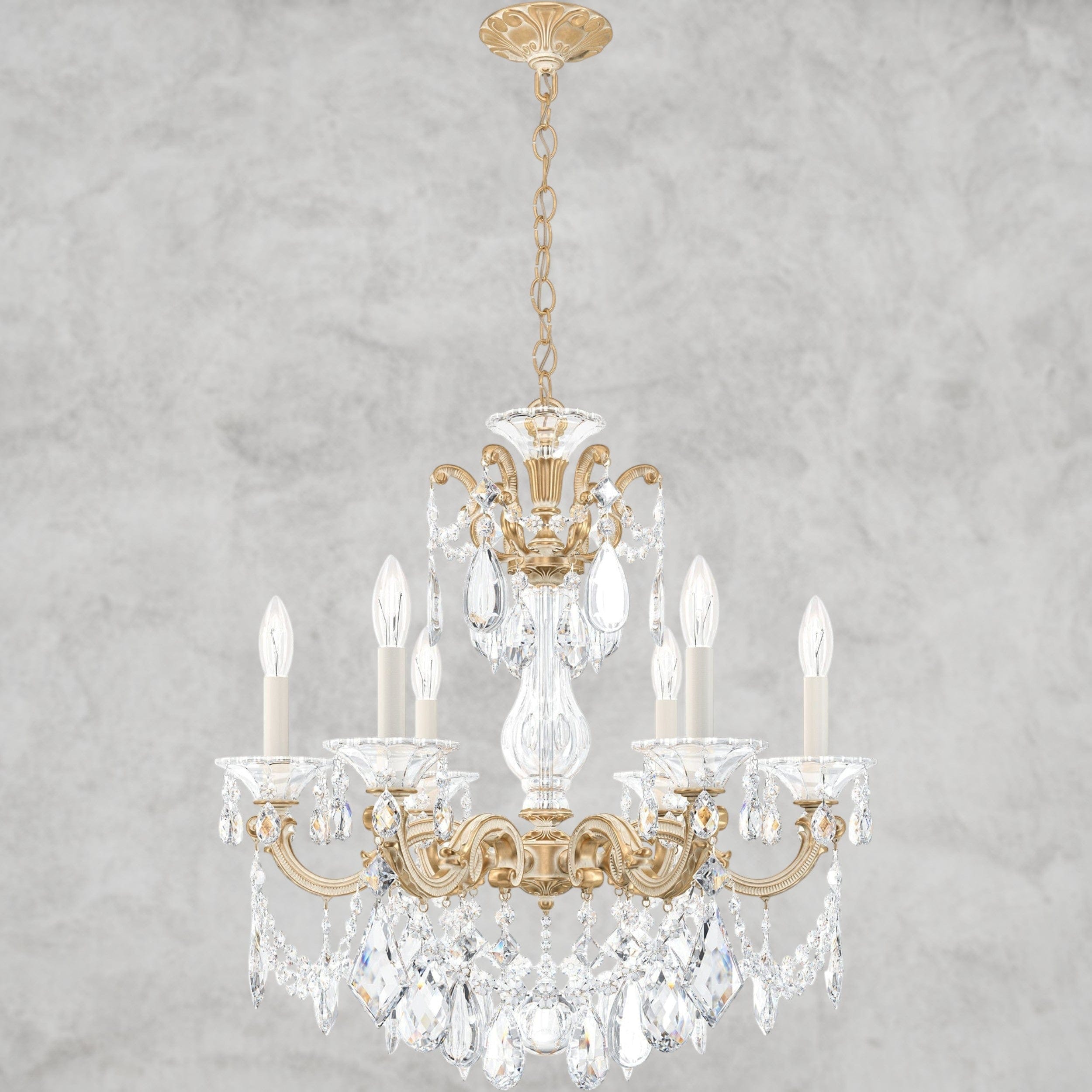 Parchment Gold / Clear Heritage Crystal La Scala Chandelier 23"