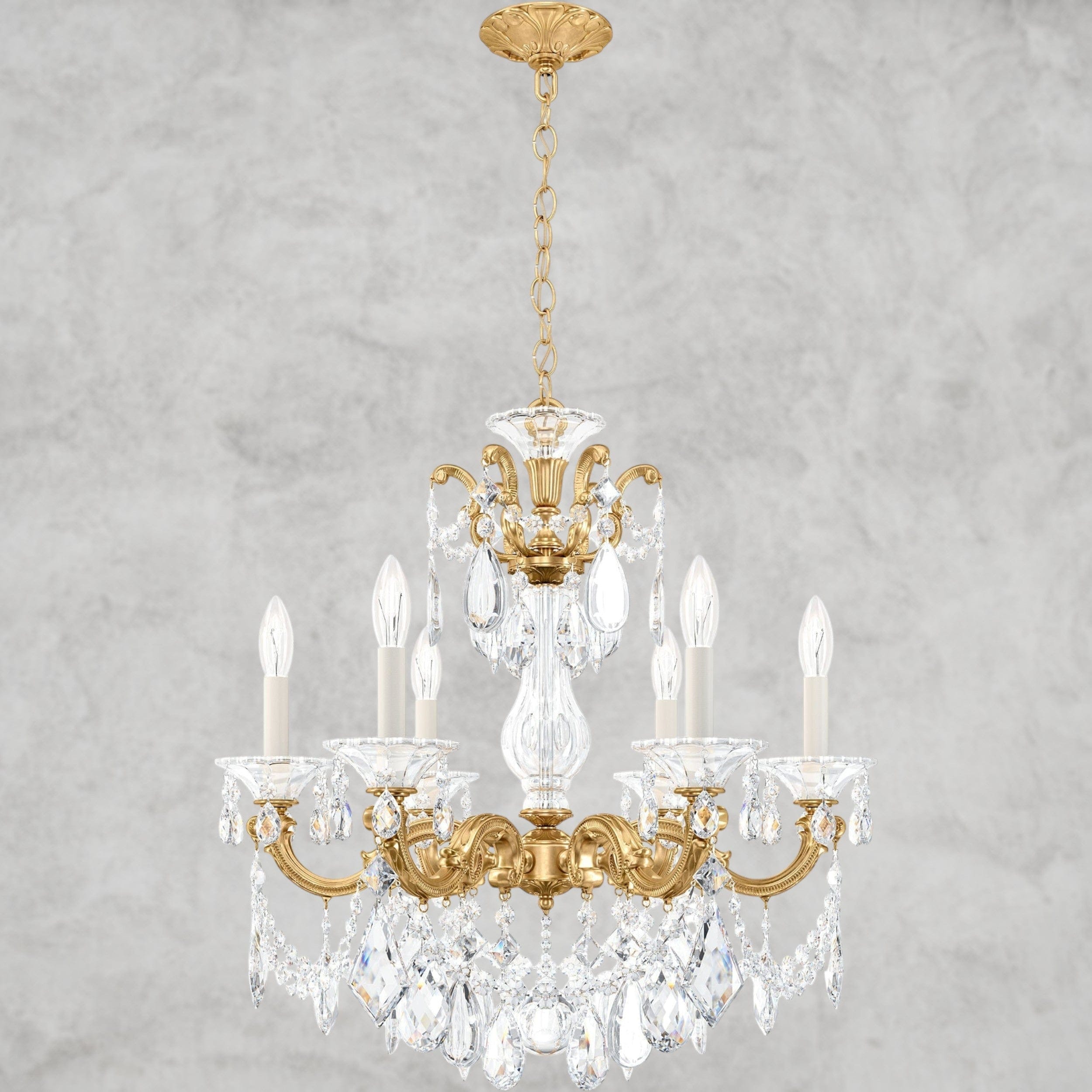 Heirloom Gold / Clear Heritage Crystal La Scala Chandelier 23"