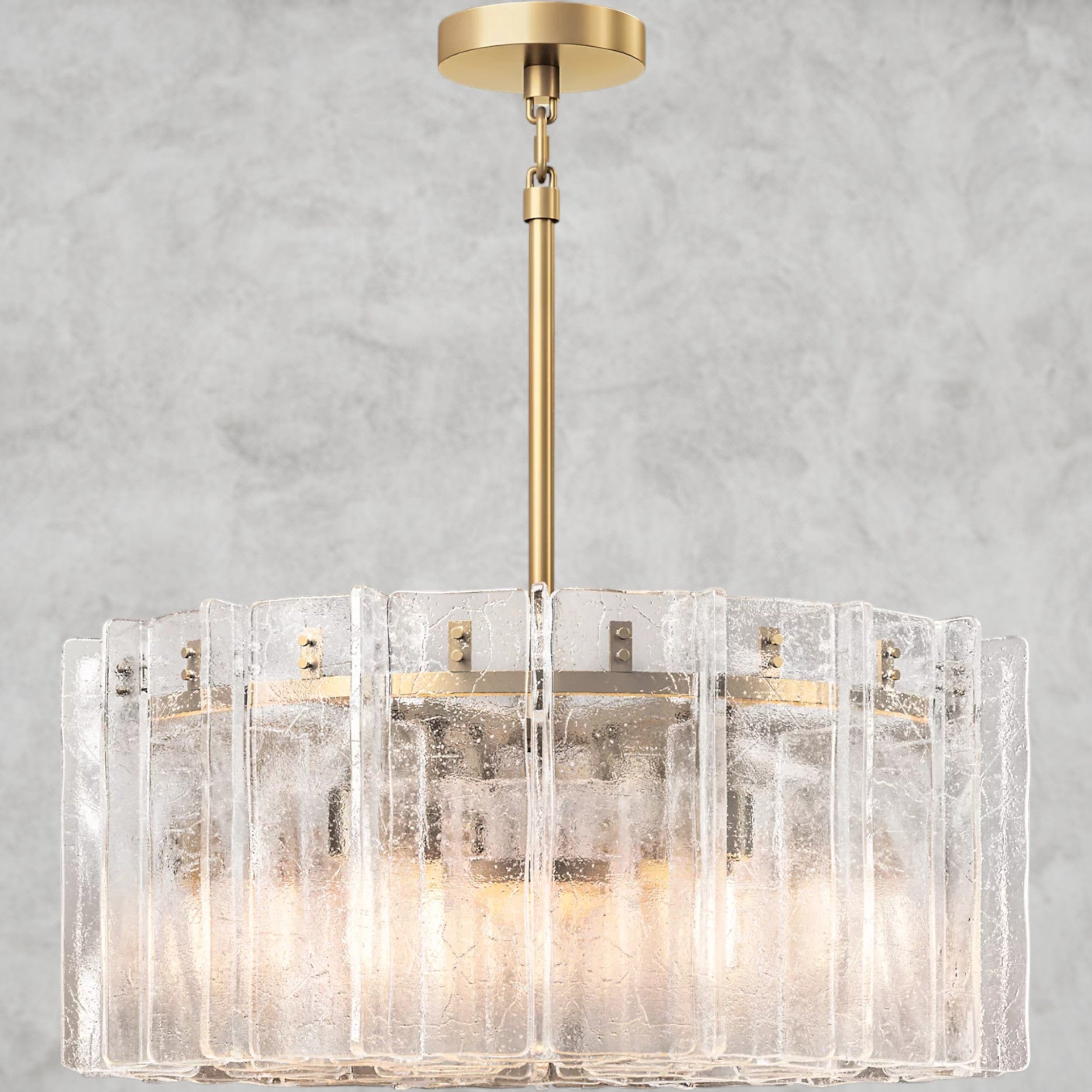 37" / Brass Lattice Clear Glass Round Chandelier 37", 48"