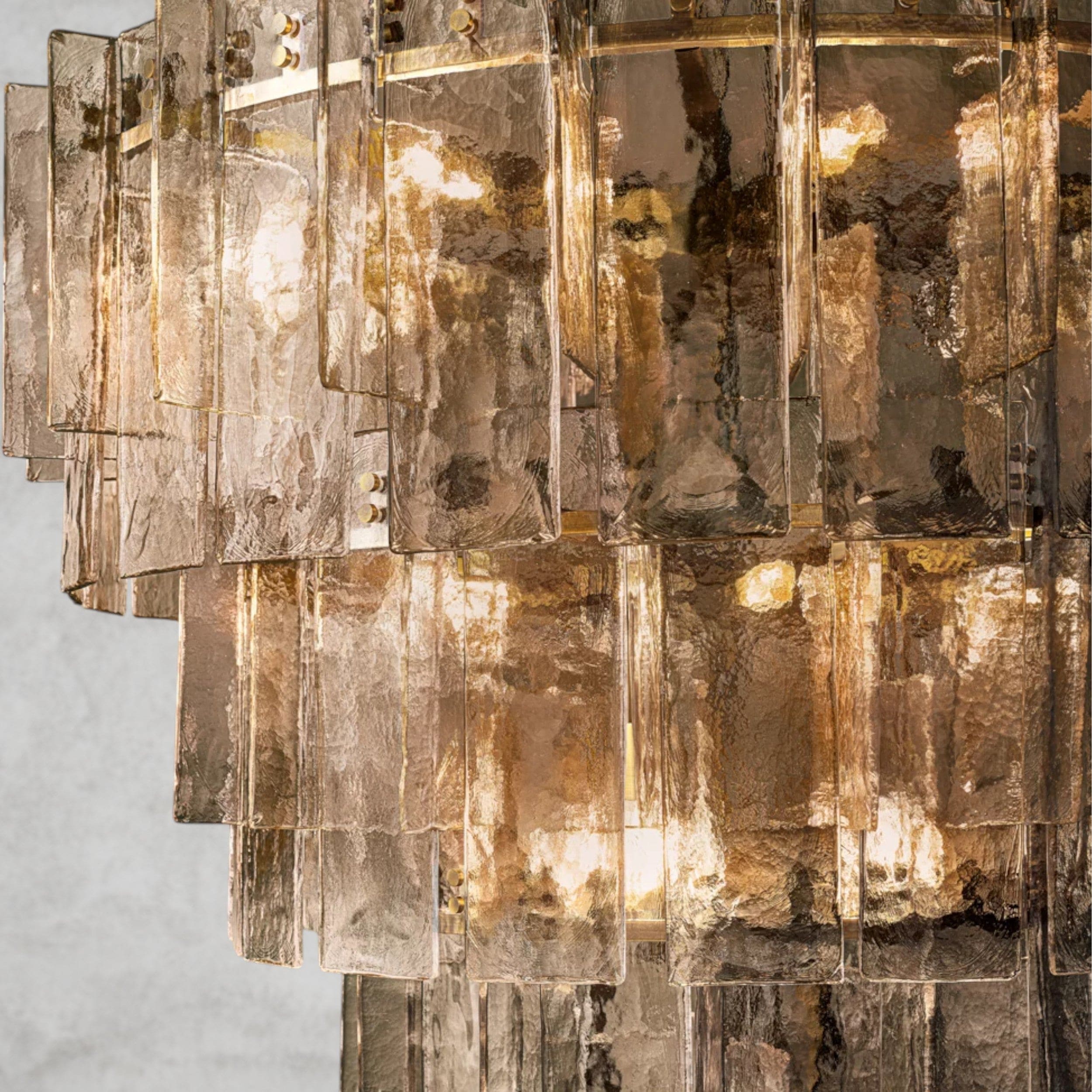 Lattice Smoke Glass Tiered Round Chandelier 36", 47"