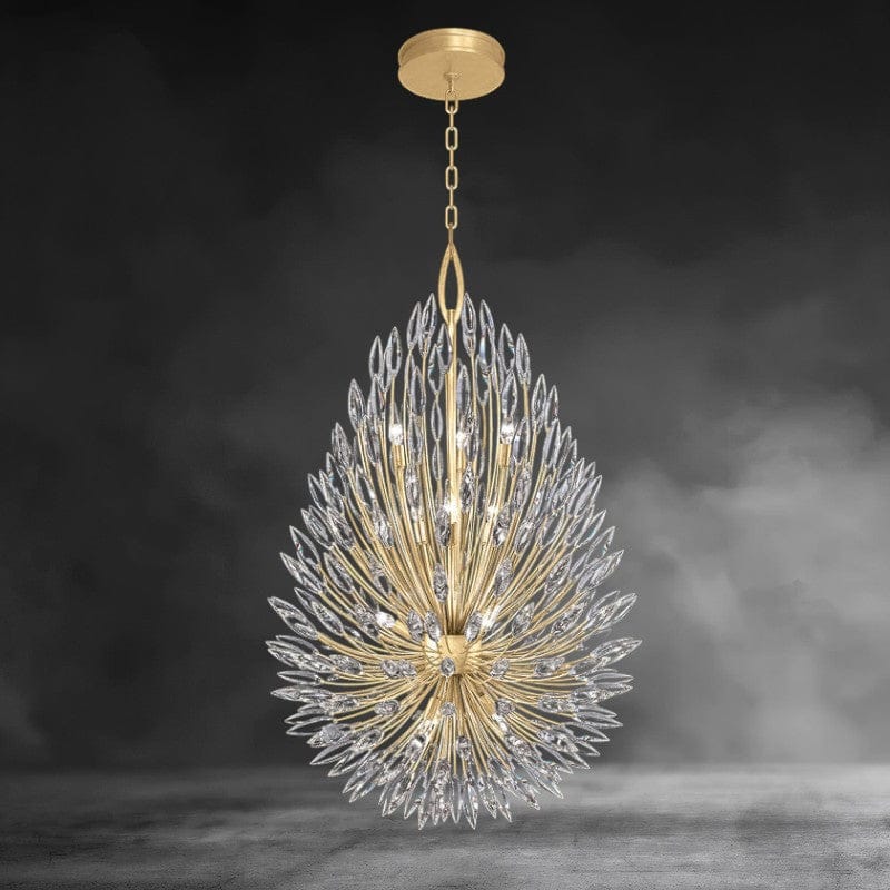 46'' H / Brass Lily Buds Light Chandelier