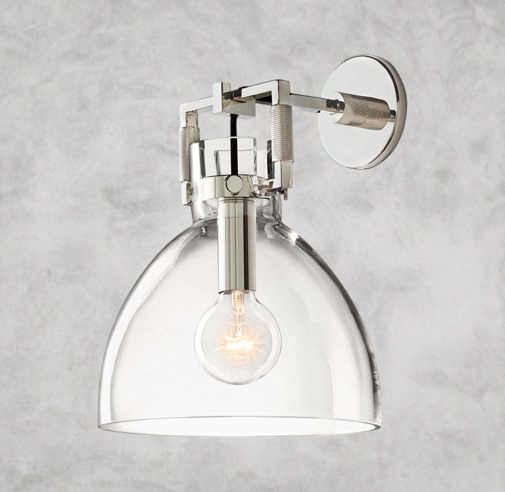 10" / Nickle MACHINIST GLASS CLOCHE SCONCE 8", 10"