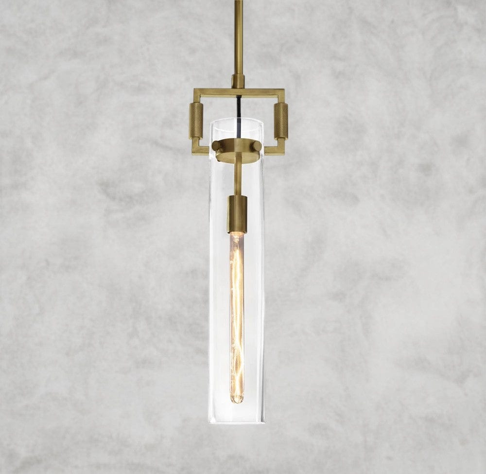 12" / Brass Machinist Glass Cylinder Pendant 12", 22"