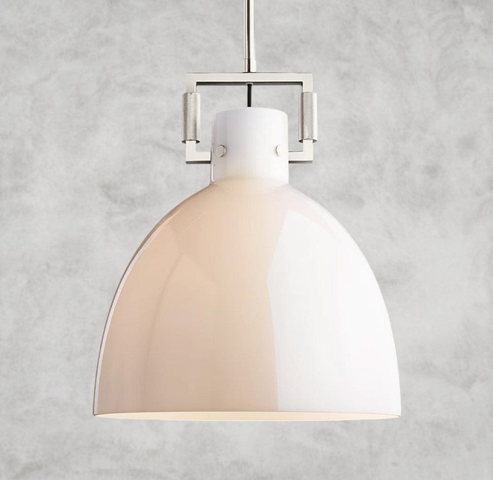 10" / Nickle MACHINIST MILK GLASS CLOCHE PENDANT 10", 14", 18"