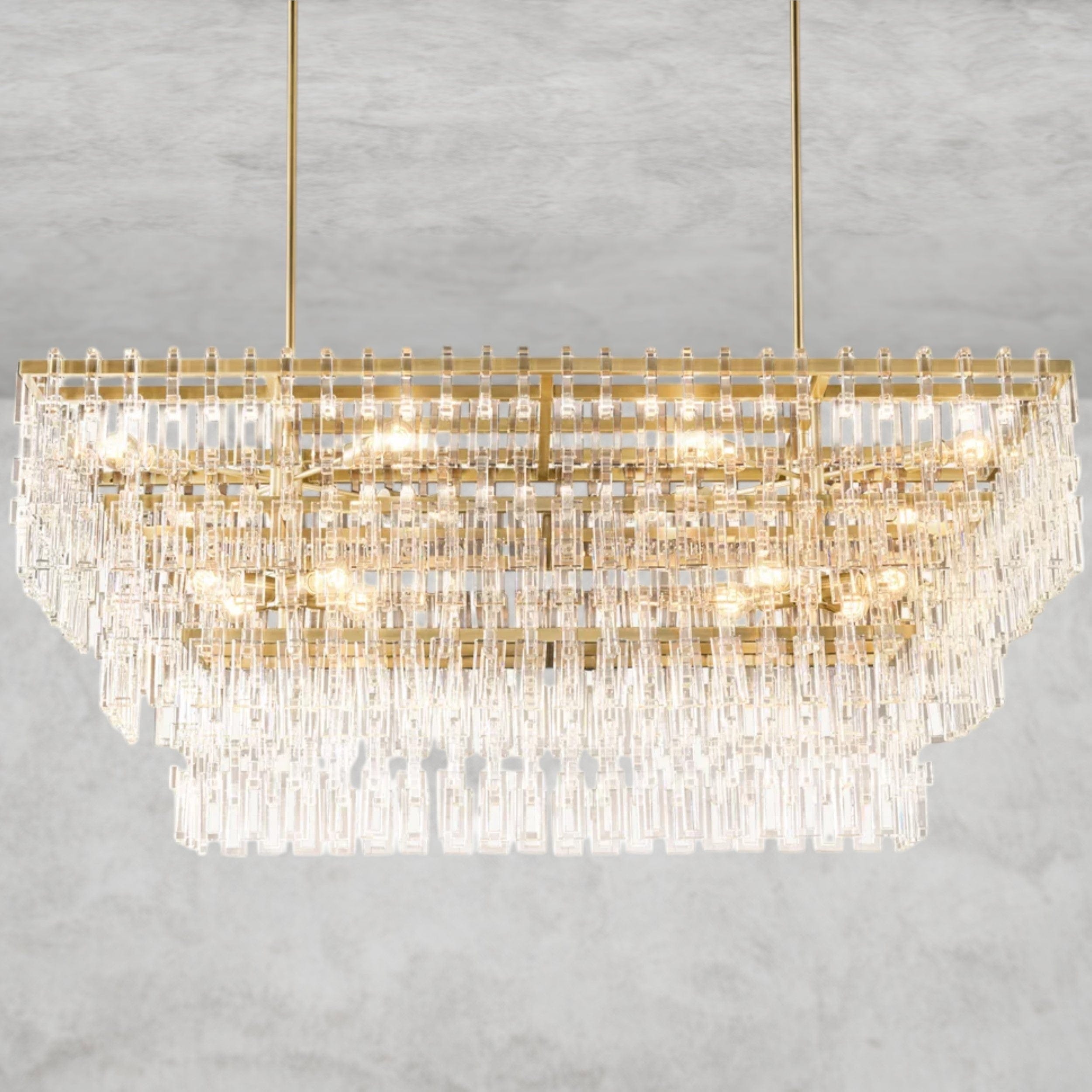 60" / Brass Marignan Tiered Rectangular Chandelier 60", 72"