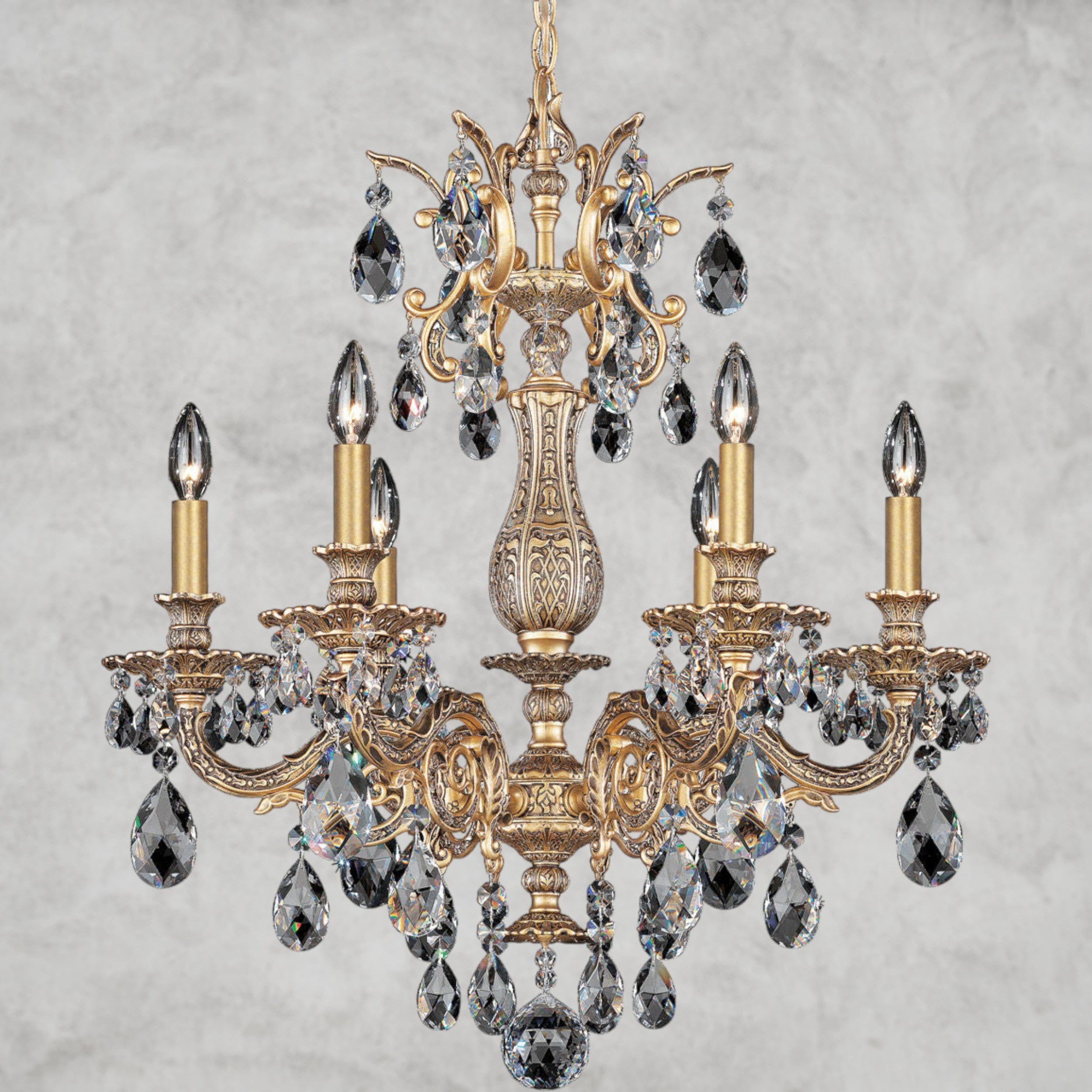 Florentine Bronze / Clear Heritage Crystal Milano Chandelier 24"