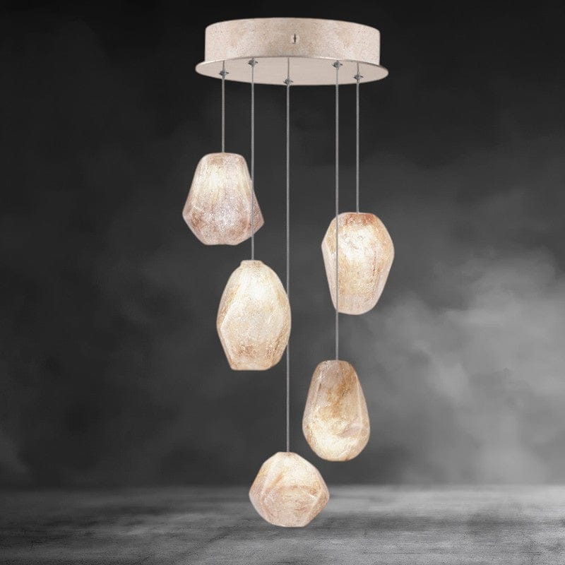 5 - Light / Brass Nature-inspired round chandelier