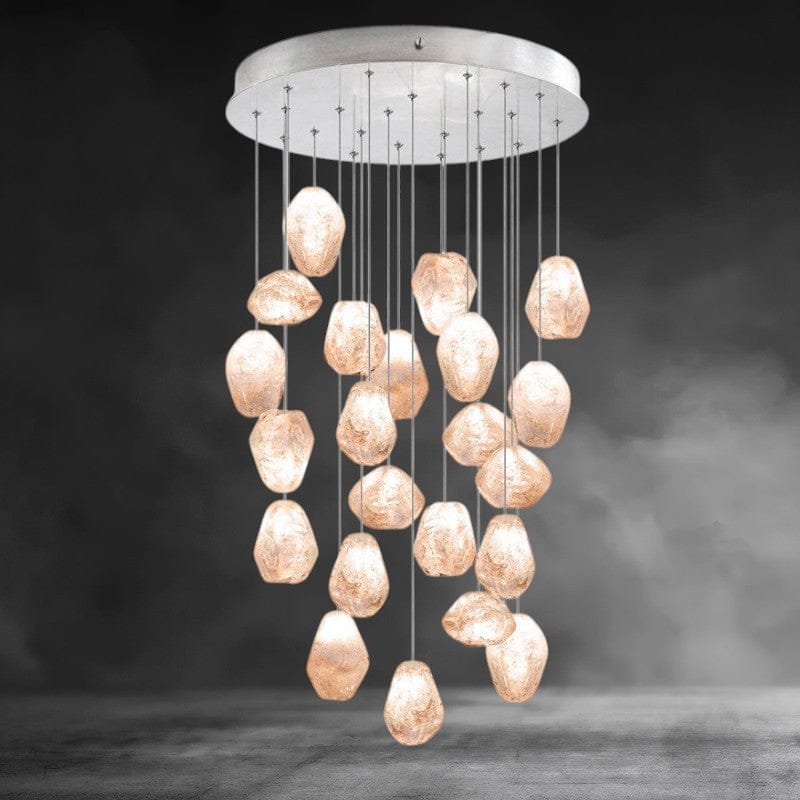 22 - Light / Nickel Nature-inspired round chandelier