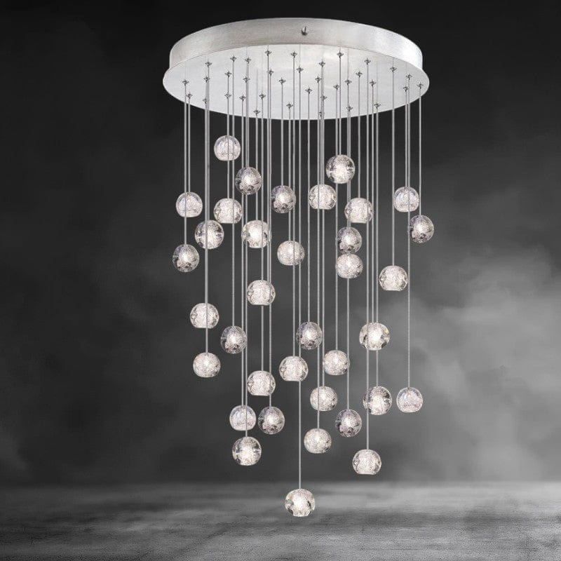 36- Light / Nickel Nature-inspired round crystal Chandelier