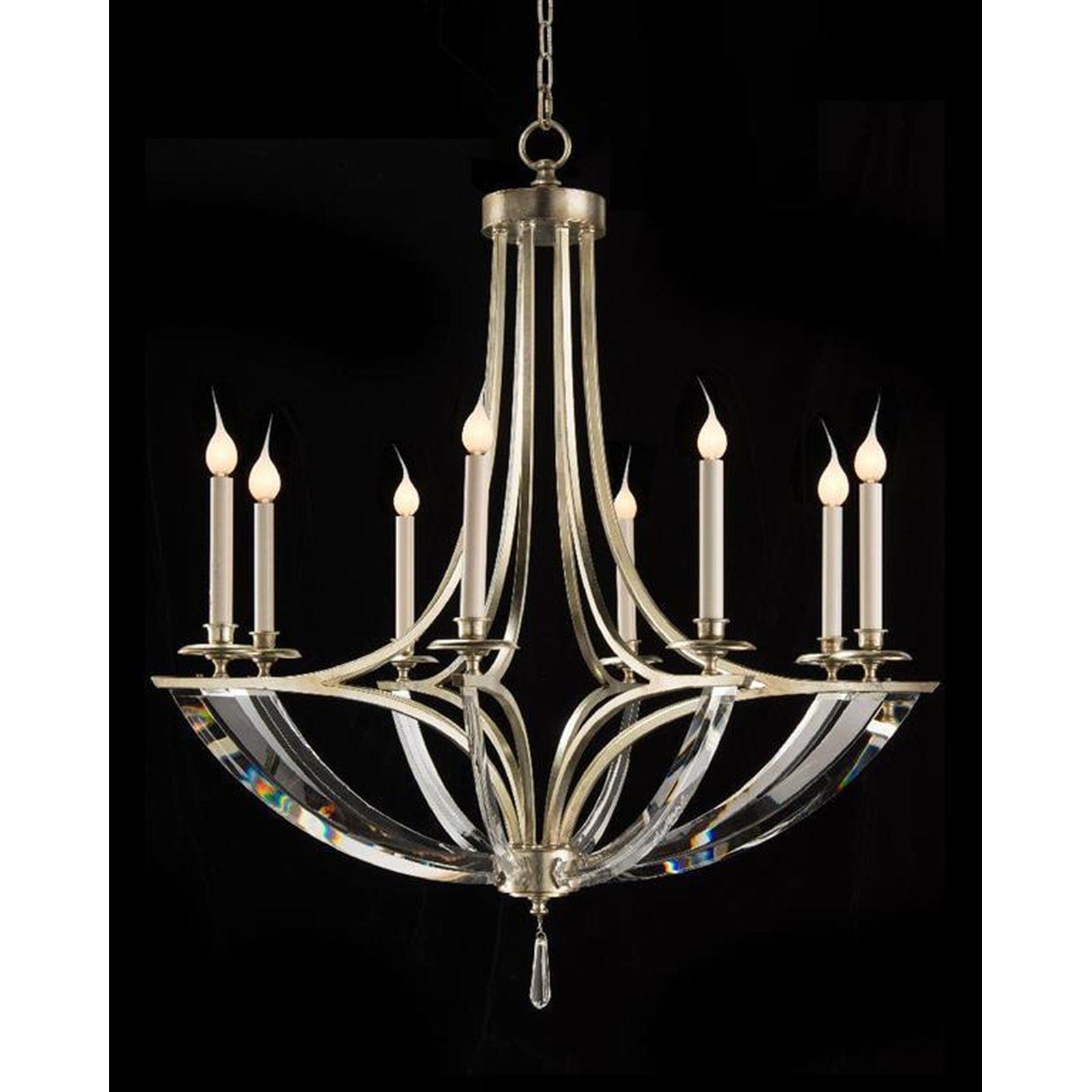 Oval crystal candlestick five-light chandelier 39"