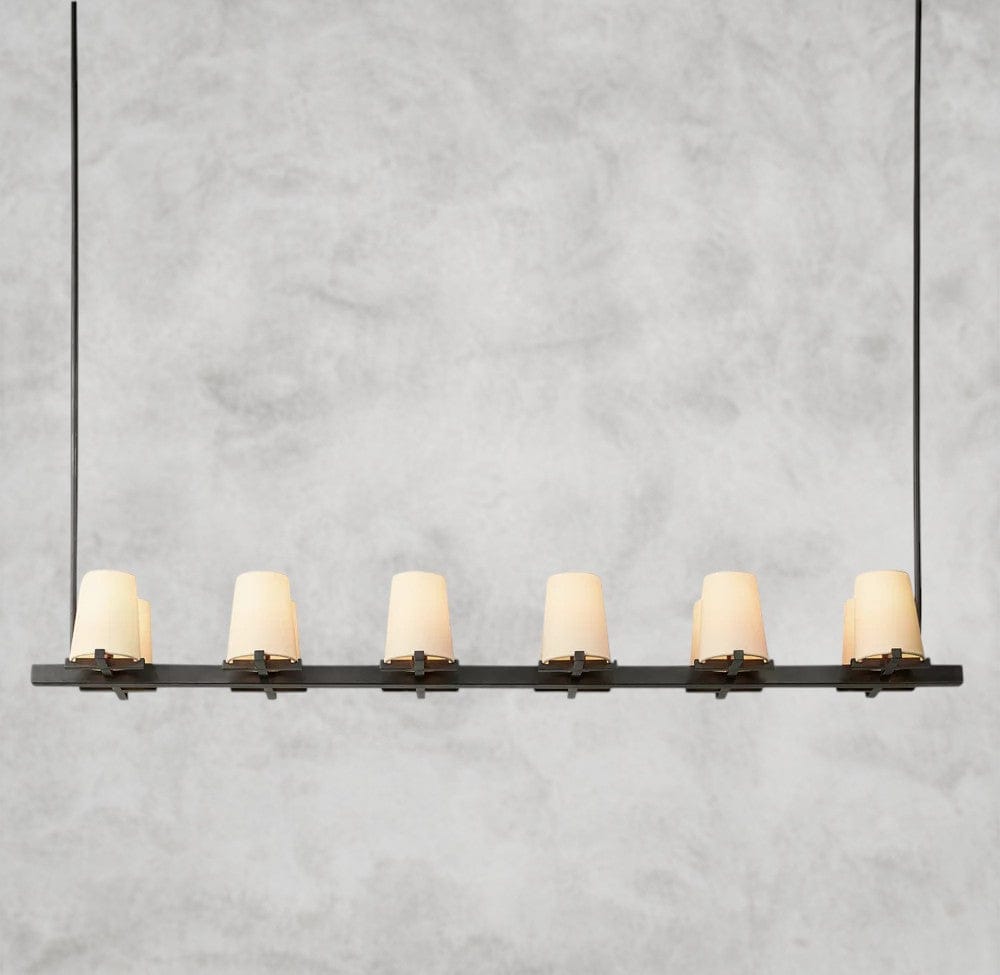 60" / Bronze Pauillac Fabric Shade Linear Chandelier 49", 60"