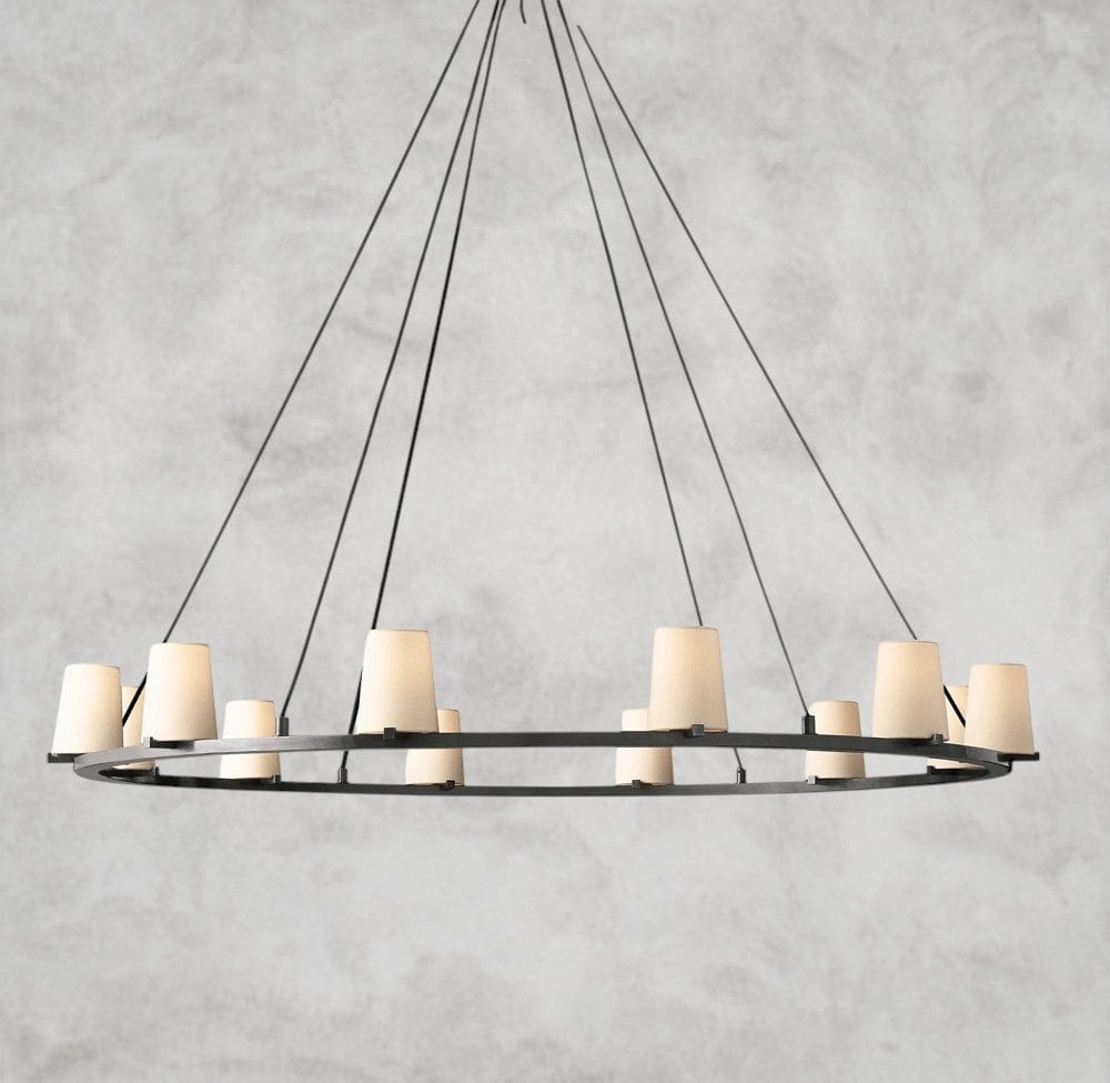 60" / Bronze Pauillac Fabric Shade Round Chandelier 36", 48", 60"